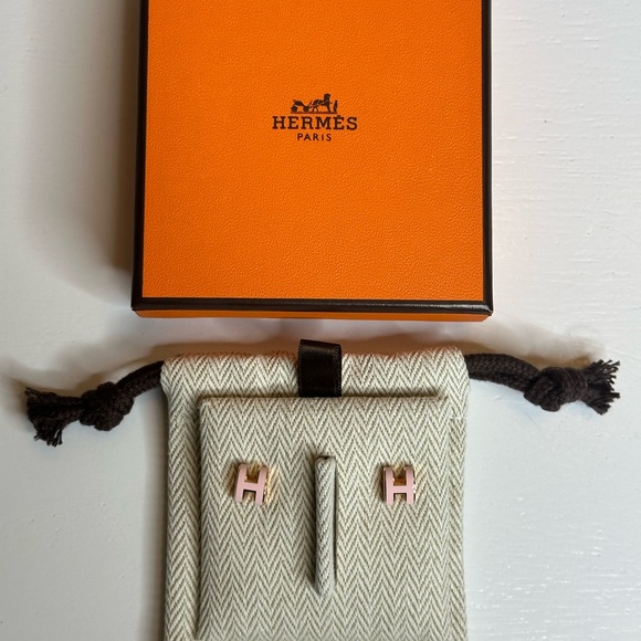 Hermès MINI POP H ROSE DRAGÈE EARRINGS ROSE GOLD PLATED - Picture 2 of 8